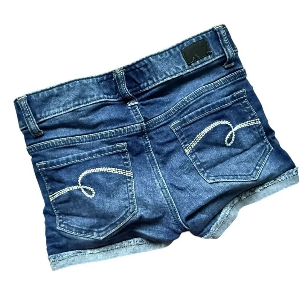 Youth Girls Miia Rose American Flag Cuffed Dark Wash Denim Jean Shorts - Sz 12
